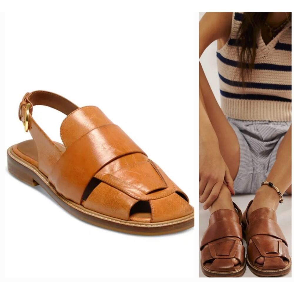NIB/NWT Free People Libby Fisher Vachetta Brown Sandals Size 9